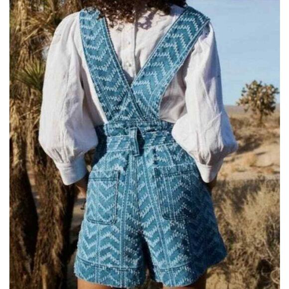 Happy X Nature Boho High Waisted Shorts Overalls Jumper Cotton Women's Size 6 - Picture 3 of 8